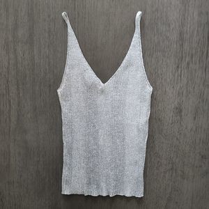 Forever 21 Shimmery Silver Tank Top Size Small